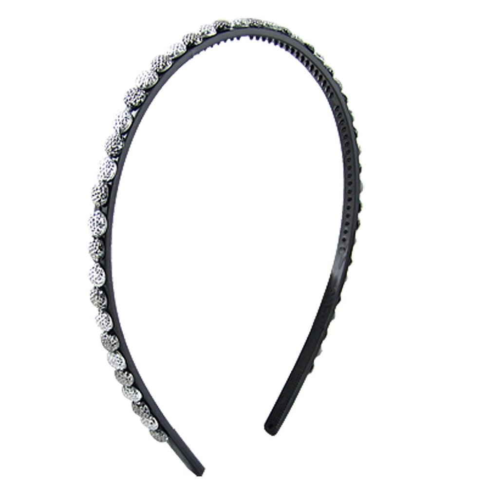 Ruilogod Silver Tone Gray Plastic Crystal Inlaid Black Band Hair Hoop for Girl(id:cc fdc 48 ce8 1fe