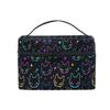 Goth Makeup Bag, Colorful Neon Cat Heads Makeup Organizer Bags Toiletry Bag Box Travel Cosmetic Bag Make Up Train Case for Women Teen Girl Ladies view 1