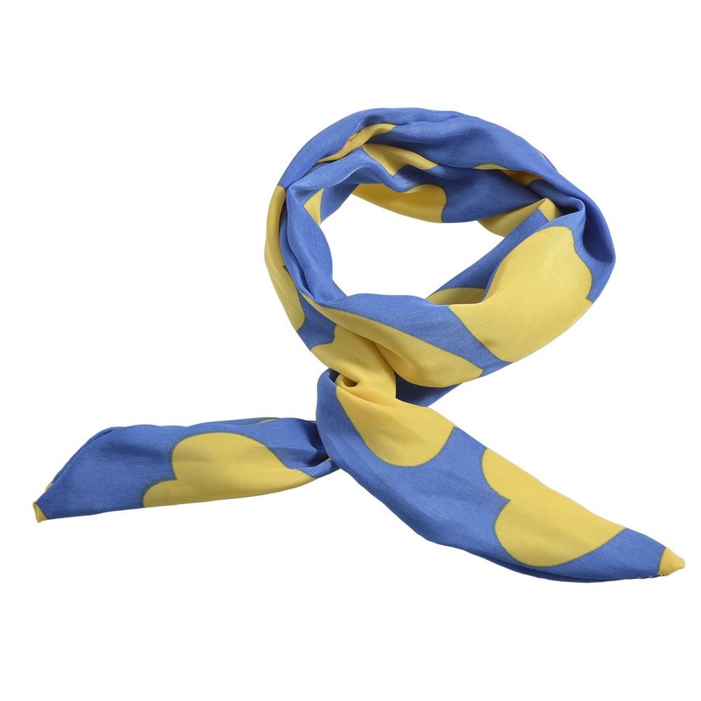 Ruilogod Yellow Heart Pattern Blue Chiffon Wrapped Metal Band Hair Ponytail Holder (id: 024 59a 0db 4c4 f84