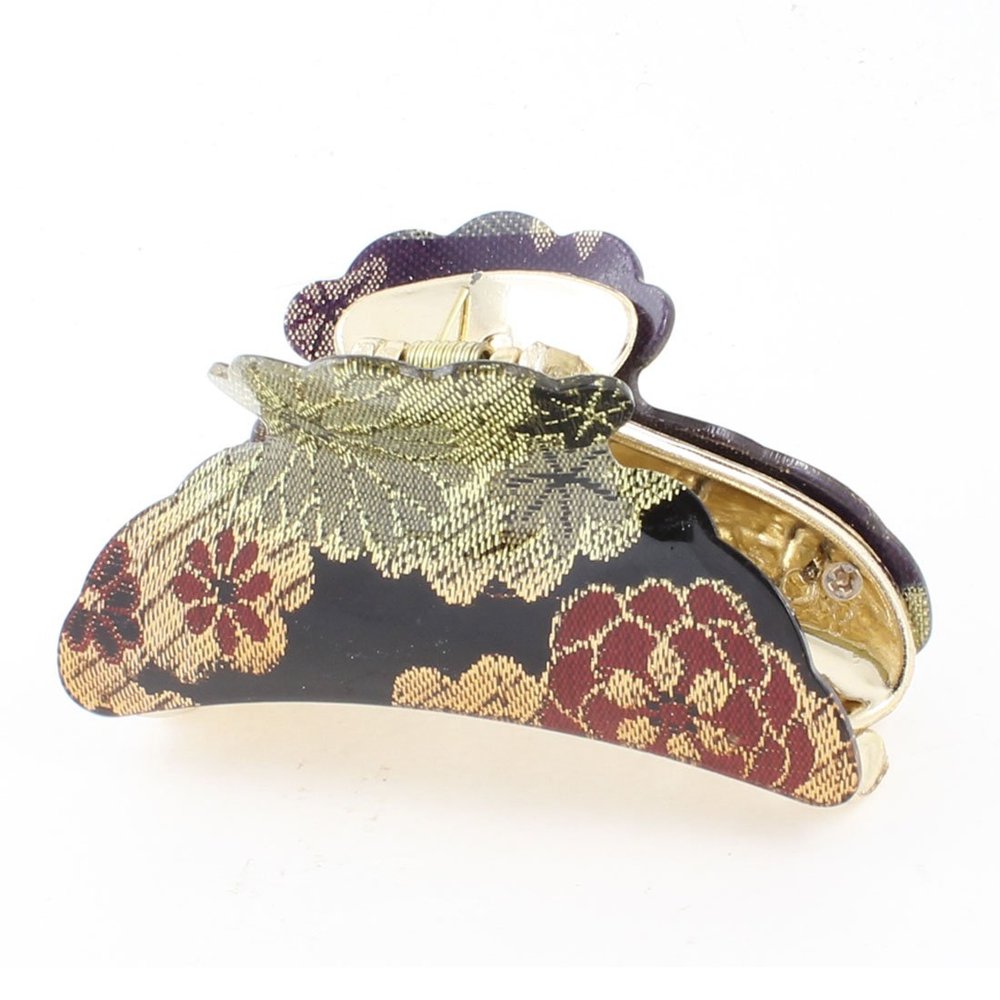 Ruilogod Tinsel Decor Gold Tone Navy Blue Plastic Hair Claw Clamp for Women (id: b19 b30 03f ca4 0e5