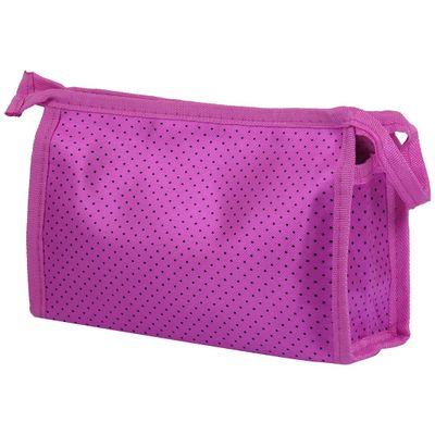 Ruilogod Zipper Closure Makeup Case Cosmetic Bag Fuchsia Black for Women Lady (id: 7dd c49 a18 0e8 6c3
