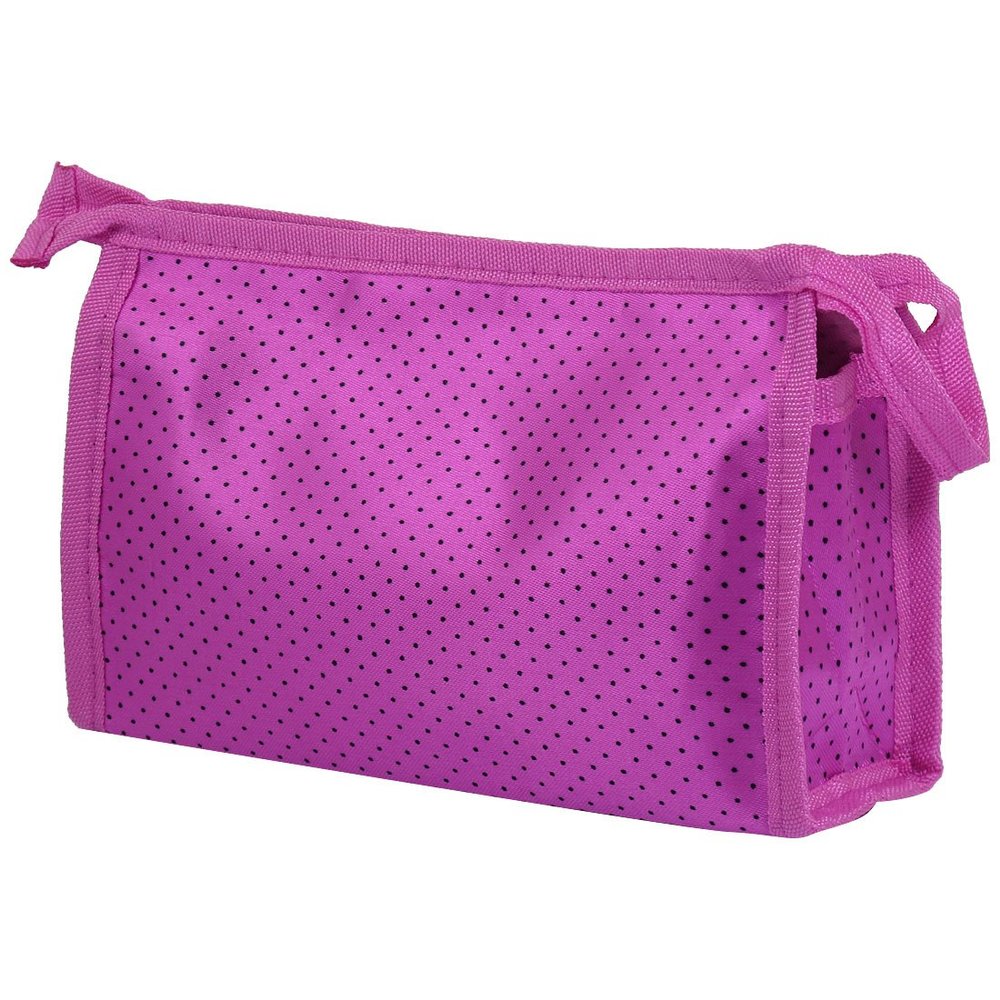 Ruilogod Zipper Closure Makeup Case Cosmetic Bag Fuchsia Black for Women Lady (id: 7dd c49 a18 0e8 6c3