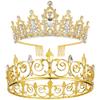 AOPRIE King & Queen Artemis Tiara and Crown for Women Men Crystal Hair Accessories for Wedding Prom Bridal Birthday Party Halloween Costume Christmas Gifts Gold Princess Tiara for Girls Boys view 1