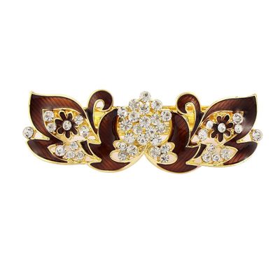 Ruilogod Rhinestone Flower Style French Hair Barrette Dark Red (id: 1c8 091 c3b 799 d20