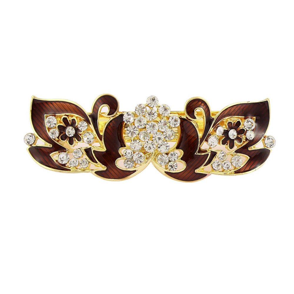 Ruilogod Rhinestone Flower Style French Hair Barrette Dark Red (id: 1c8 091 c3b 799 d20