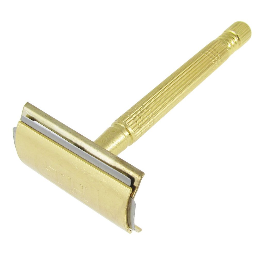 Ruilogod Men Gold Tone Good performance Metal Handle Hair Shaving Hand Razor Set (id: d4f 3d9 fff b2b 281