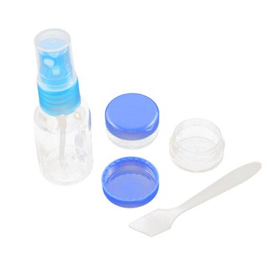 Ruilogod Plastic Clear Spray Liquid Bottle Cream Jar Cosmetic Spatula Set Blue (id: e23 aad 077 3a8 645