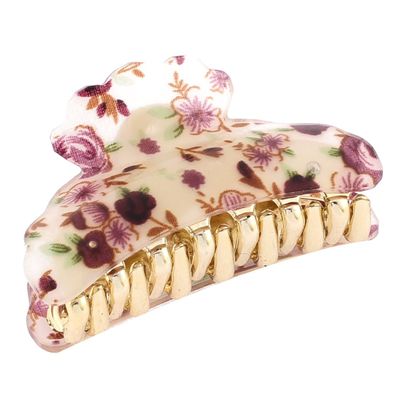 Ruilogod Lady Flower Pattern Press Spring Hair Claw Clamp Hairclip Gold Tone (id: 2d8 307 c46 17e 34f