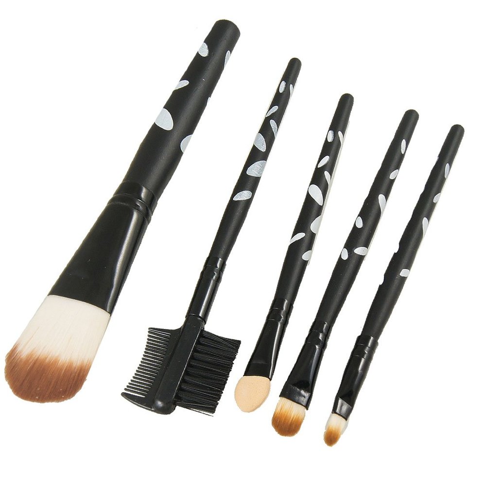 Ruilogod 5 in 1 Makeup Tool Set Blusher Brush Eyebrow Comb Eyeshadow Applicator Black(id:75 1c5 e2 fad d82