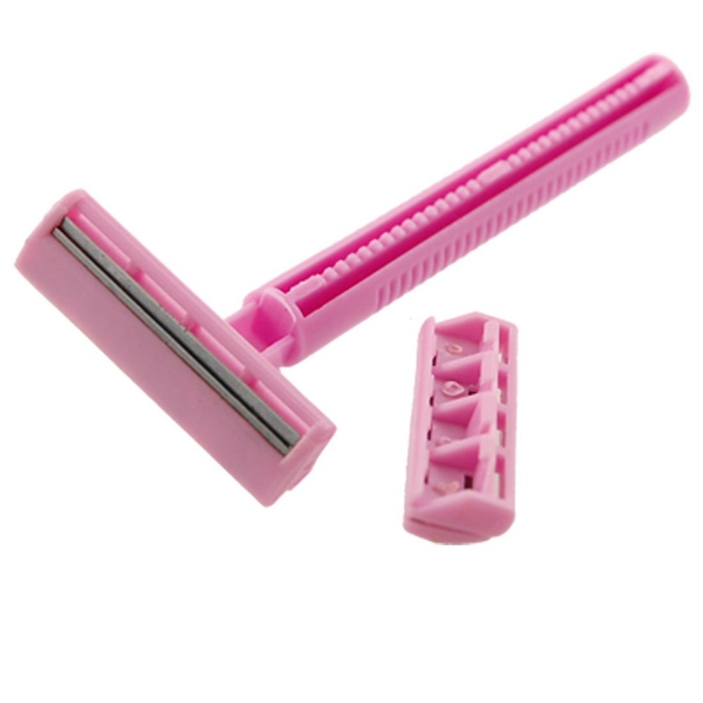 Ruilogod 2 Pcs Beauty Tool T Shape Pink Plastic Body Hair Trimmer w Spare Razor (id: c97 905 aad 3c6 b78