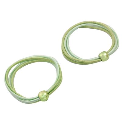 Ruilogod Green Bead Detail Two Tone Stretch Ponytail Holders Hair Tie 6 Pcs(id:30 c2d 39 e7d 8b9