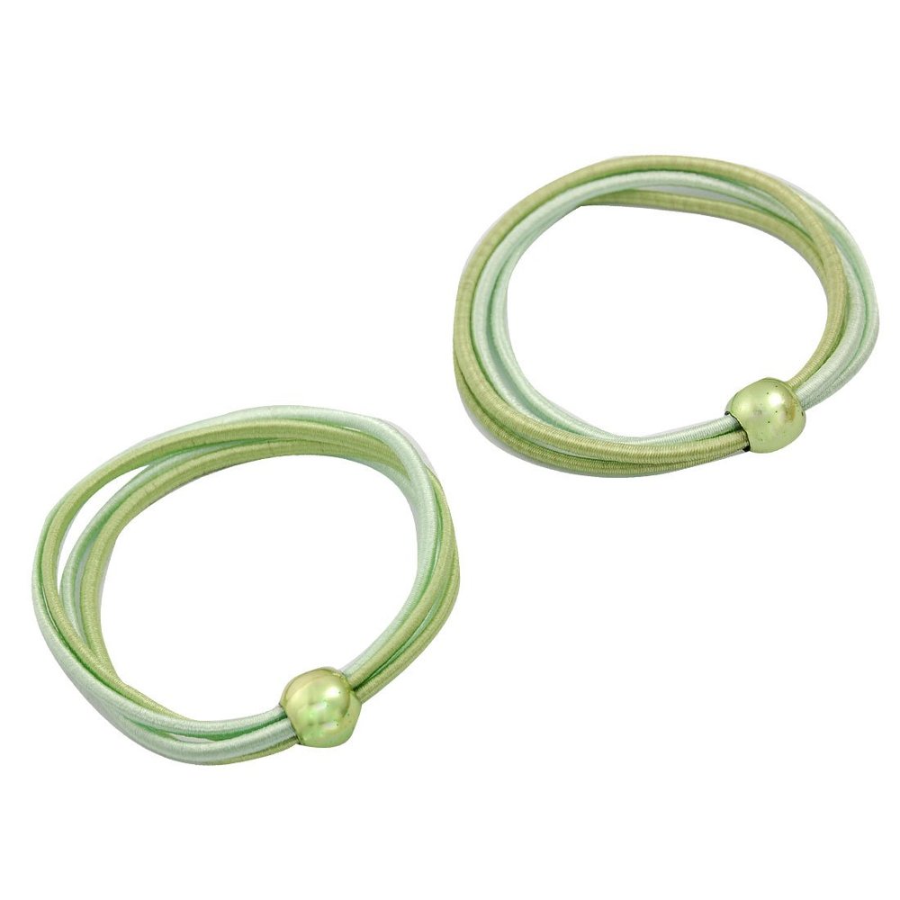 Ruilogod Green Bead Detail Two Tone Stretch Ponytail Holders Hair Tie 6 Pcs(id:30 c2d 39 e7d 8b9