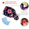 Adjustable Scrub Bouffant Caps, 2 Packs Skeleton Flower Working Hat Hair Cover with Ponytail Pouch, Soft Surgical Nurse Cap view 3