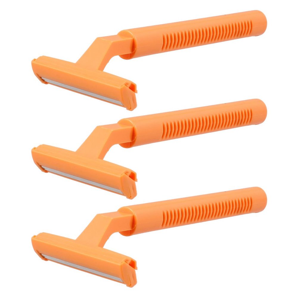 Ruilogod 3 Pcs Metal Blade Textured Orange Handle Body Hair Razor Shaver for Woman (id: e1a 82c 7ab 566 130