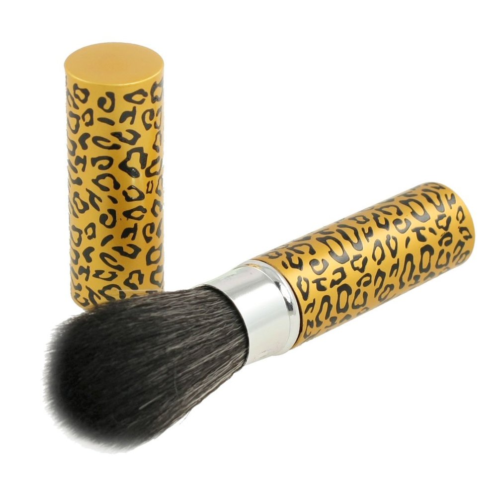 Ruilogod Gold Tone Alloy Shell Soft Synthetic Hair Retractable Blusher Brush(id:e8 b83 04 9f8 3d4