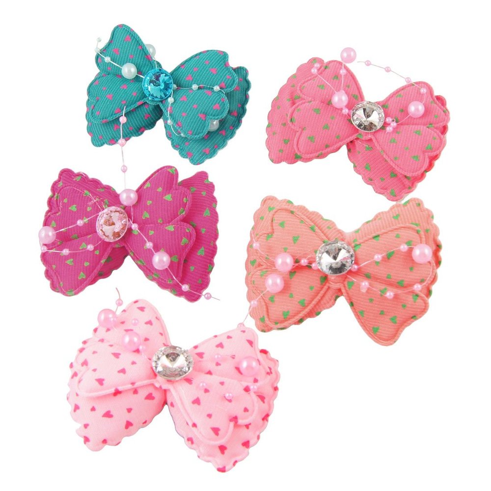 Ruilogod Colorful Plastic DIY Dots Dual Layer Bowknot Style Hairclips 5 Pcs(id:42 95e 60 37e 9bc