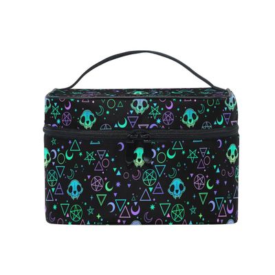Goth Makeup Bag, Gothic Skull Makeup Organizer Bags Toiletry Bag Box Travel Cosmetic Bag Make Up Train Case for Women Teen Girl Ladies
