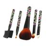 Ruilogod Black Fuchsia Leopard Prints Handle 5 in 1 Makeup Tool Set Blusher Brush(id:d0 e67 24 b9e 79b view 1