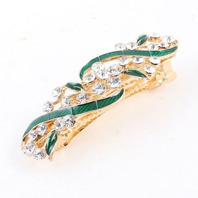 Ruilogod Woman Plastic Crystal Decor Flower Style Hair Clip Barrette Seagreen (id: ce1 f5c 6af 9ea 123