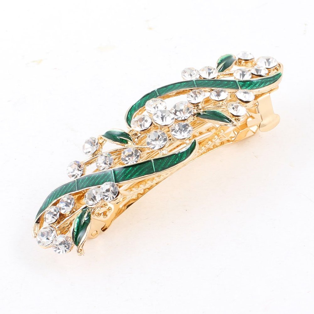 Ruilogod Woman Plastic Crystal Decor Flower Style Hair Clip Barrette Seagreen (id: ce1 f5c 6af 9ea 123