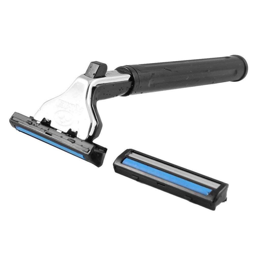Ruilogod Black Plastic Grip Double Layer Blades Manual Shaver Razor (id: ed3 0f6 b1d 0b0 35f