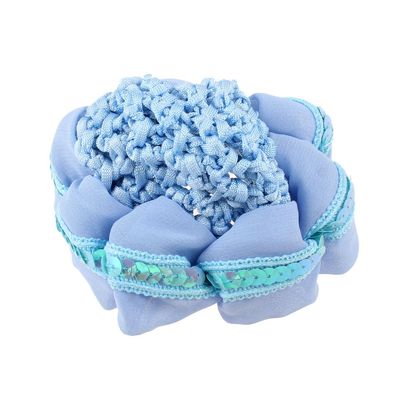 Ruilogod Light Blue Glitter Sequins Detail Flower Shape Hair Snood Ponytail Holder (id: 853 f6c 2e1 bd7 97f