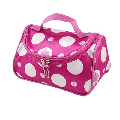 Ruilogod White Dotted Cosmetic Holder Magenta Makeup Case Bag for Woman (id: dc1 e1e 33e 0b9 b4c