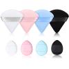 8 Pieces Powder Puff Soft Velour Puff Triangle Makeup Puff Water Drop Finger Puff Beauty Makeup Sponge Makeup Powder Pad Makeup Tool for Loose Powder Foundation Concealer, Black, Blue, White, Pink view 1