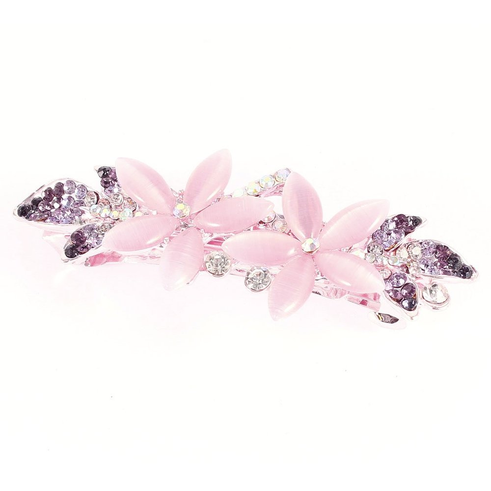 Ruilogod Pink Purple Flower Style Rhinestone Hair French Clip Barrette (id: 658 f01 a4f 7a3 261
