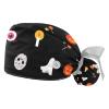 Adjustable Scrub Bouffant Caps, 2 Packs Candle Skull Ghost Halloween Working Hat Hair Cover with Ponytail Pouch, Soft Surgical Nurse Cap view 1