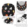 Adjustable Scrub Bouffant Caps, 2 Packs Candle Skull Ghost Halloween Working Hat Hair Cover with Ponytail Pouch, Soft Surgical Nurse Cap view 4