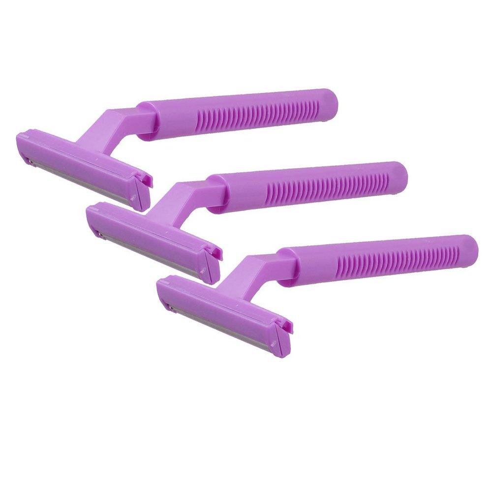 Ruilogod Woman T Type Head Plastic Body Hair Razor Shaver Cosmetic Remover Purple 3 Pcs (id: 622 bf5 901 e91 ea2