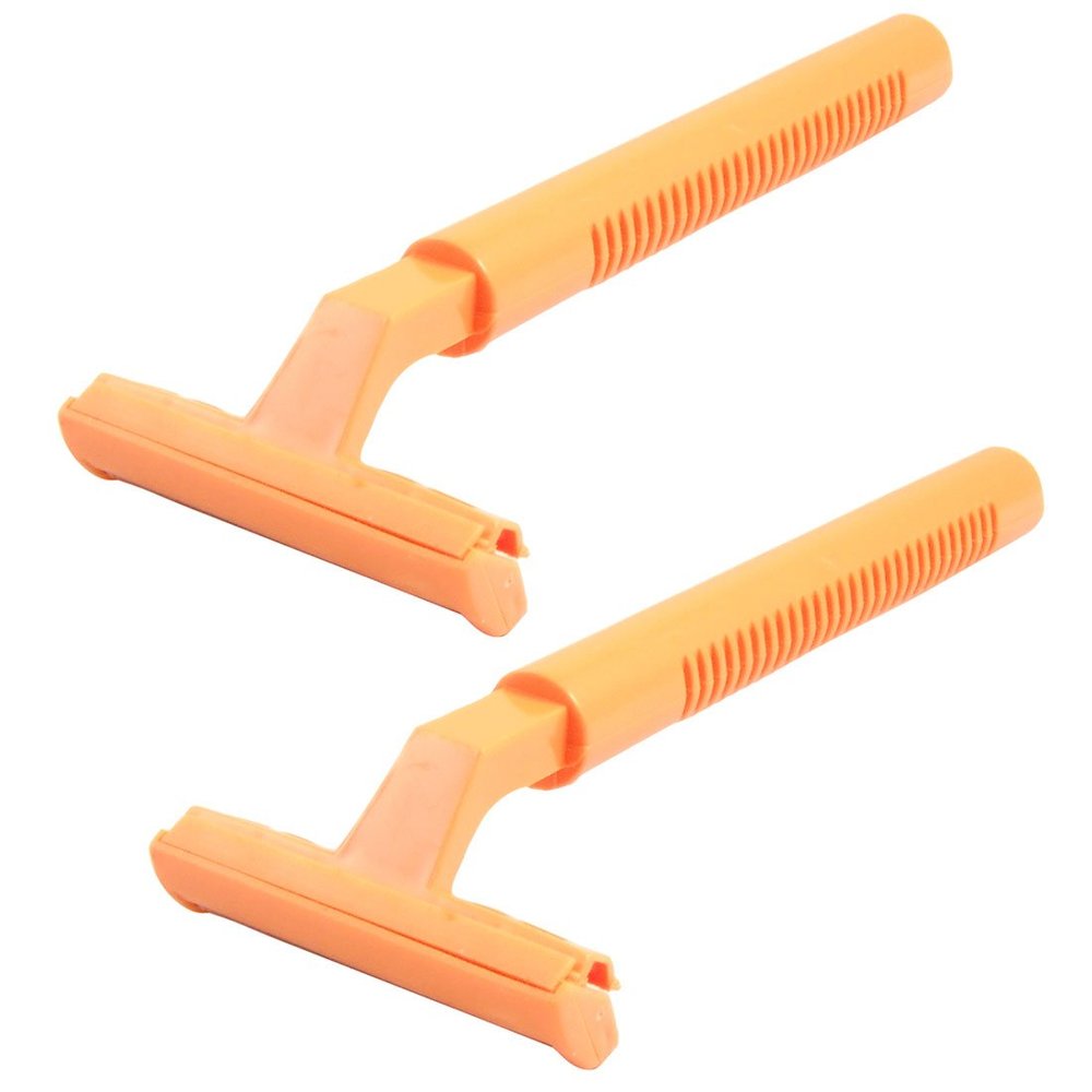 Ruilogod 2 Pcs Woman T Shaped Orange Plastic Body Hair Trimmer Razor (id: 4ba 10a 979 d6f fd9