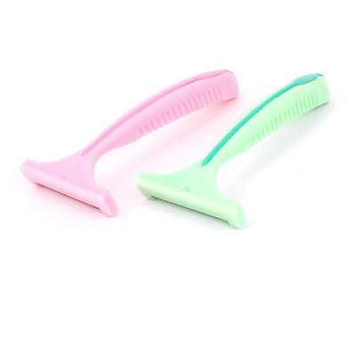 Ruilogod Plastic Antislip Handle T Shape Body Hair Razor Shaver 2PCS Pink Green (id: 89d 264 bcc d03 a3b
