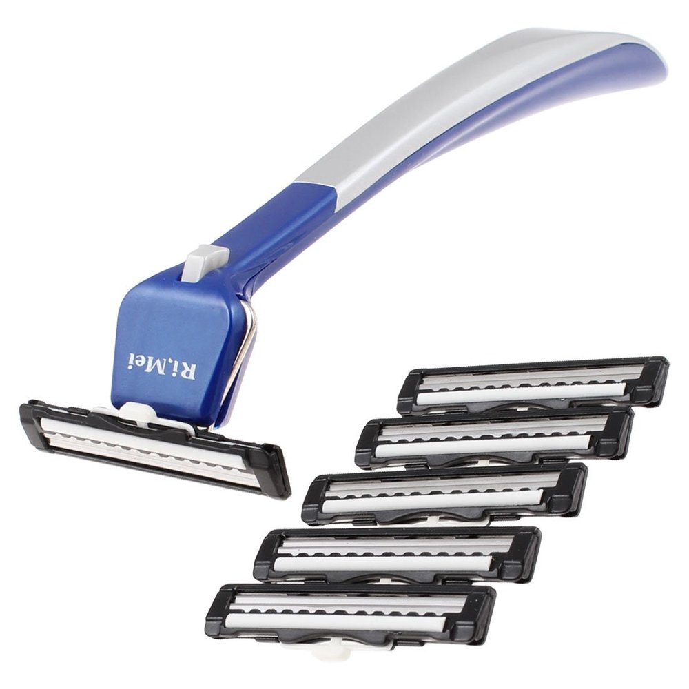 Ruilogod Blue Gray Plastic Handle Three Layer Blades Manual Shaver Razor (id: dd3 b4f e30 25c 2f9