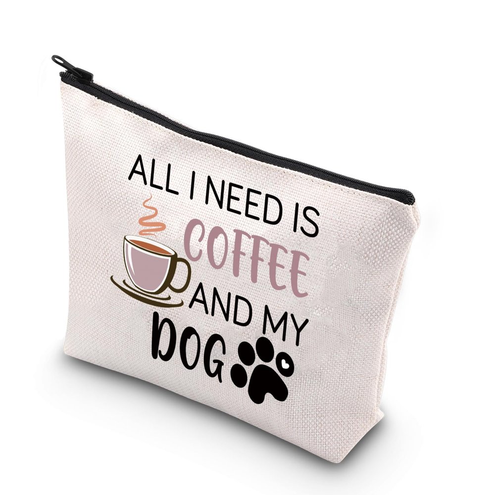 BDPWSS Dog Mom Makeup Bag - Coffee and Dog Lover Gift - Funny Cosmetic Bag for Women, Friend Birthday Present