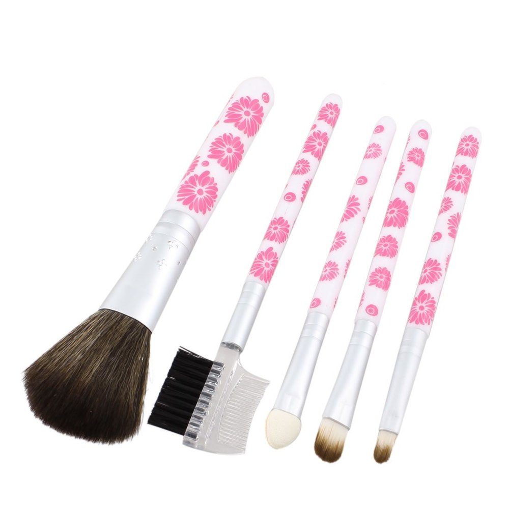 Ruilogod Pink Flowers Print Handle 5 in 1 Makeup Tool Eyebrow Comb Eyeshadow Applicator (id: 4d8 678 82f 109 f52