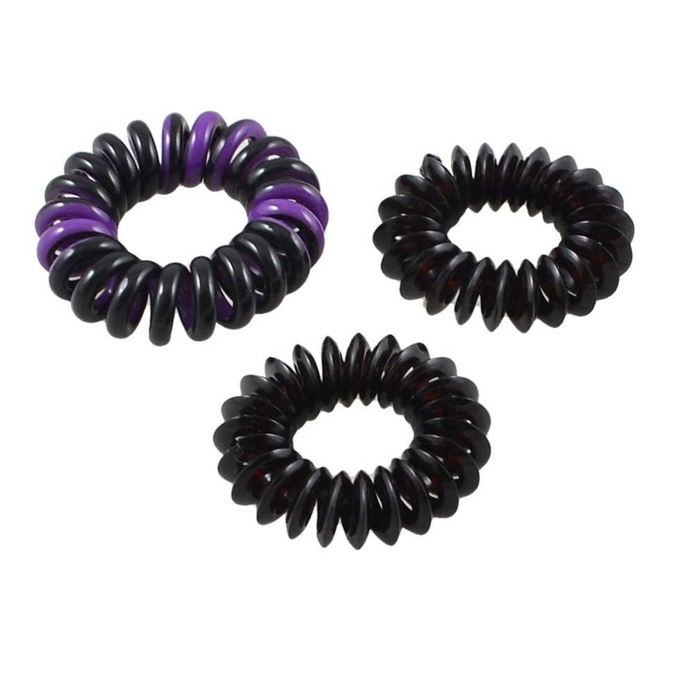 Ruilogod 3 Pcs Purple Black Ponytail Ornament Coil Hair Holder for Women (id: 545 ef6 3a7 5e1 0d5