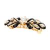 Ruilogod Lady Rhinestone Decor Flower Design French Barrette Gold Tone Black (id: 4ed df0 564 aa2 bd8 view 1
