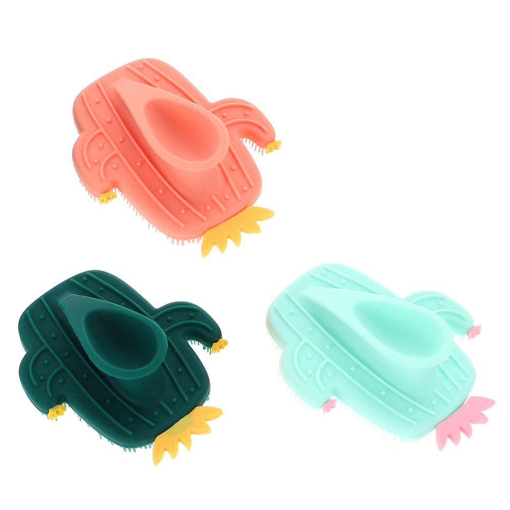 Healeved 3pcs Cactus Silicone Facial Cleansing Brush Exfoliating Scrubber for Deep Cleaning Lightweight Portable Face Wash Tool for All Skin Types for