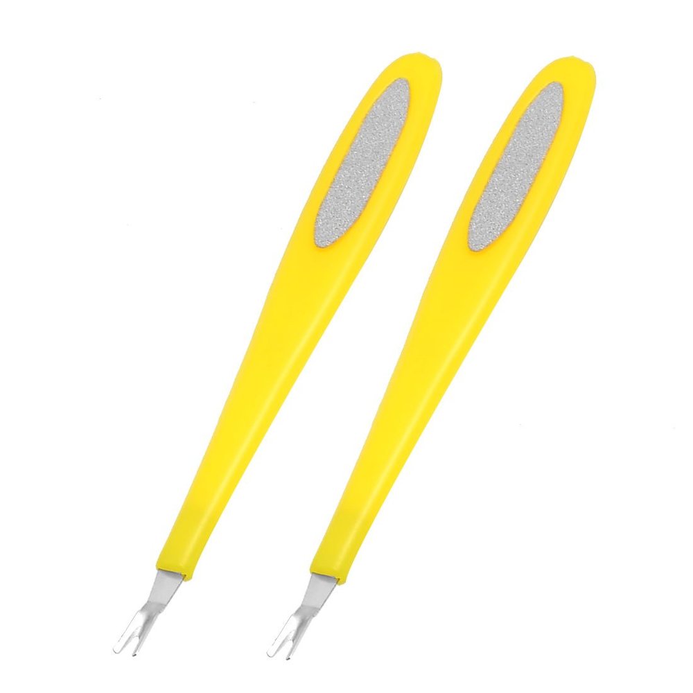 Ruilogod Yellow Handle Nail Cuticle Trimmer Remover Removal Tool 2 Pcs