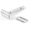 Ruilogod Men Home Silver Tone Metal Manual Shaver w Double Edge Blade (id: 550 8ca e20 1a9 65d view 1