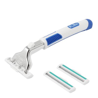 Ruilogod Men Blue Rubber Coated Manual Shaver w 3 Double Layer Blades (id: 517 bda c60 481 0f4