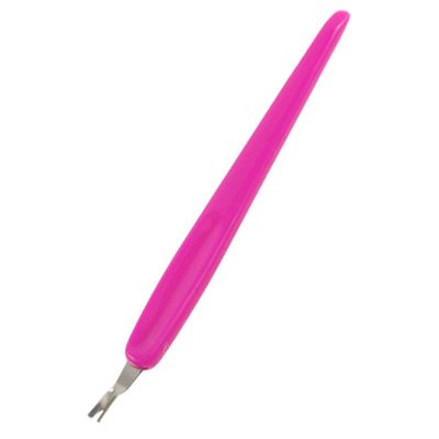 Ruilogod 2 Pcs V Shaped Fuchsia Handle Nail Cuticle Remover Trimmer
