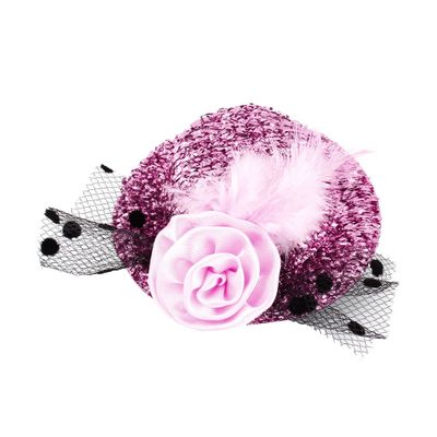 Ruilogod Woman Pink Shiny Tinsel Cover Top Cap Feather Decor Hair Clip (id: 99f 75a 82c 604 a82
