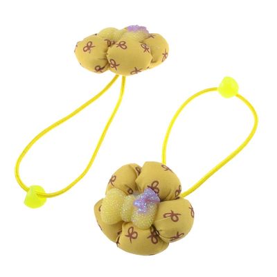Ruilogod 2 Pcs Bowknot Dotted Yellow Flower Elastic Hair Band Ponytail Holder (id: 96e 52c 9fd 2c0 a04