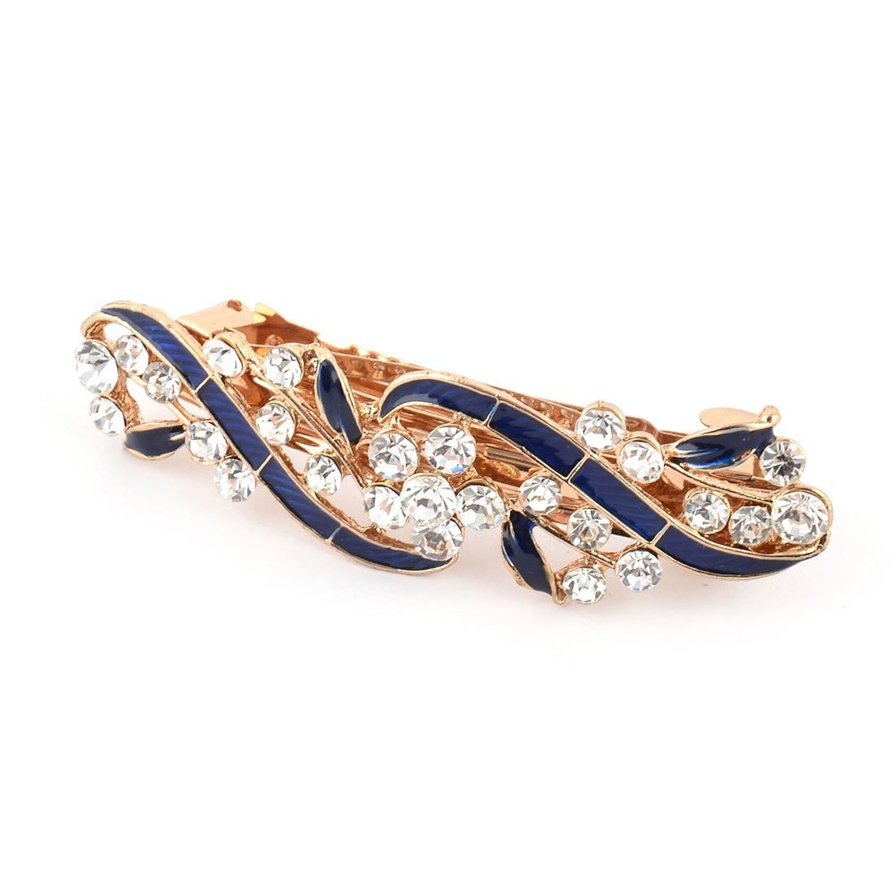 Ruilogod Metal Women Lady Clip Bowknot Design Hair Clip Barrette Blue Gold Tone (id: 9a1 b3a 979 def 1d0