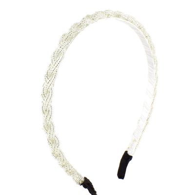 Ruilogod Plastic Mini Beads Braid Slim Metal Hair Hoop Headband for Ladies (id: e16 1a2 3f9 661 620