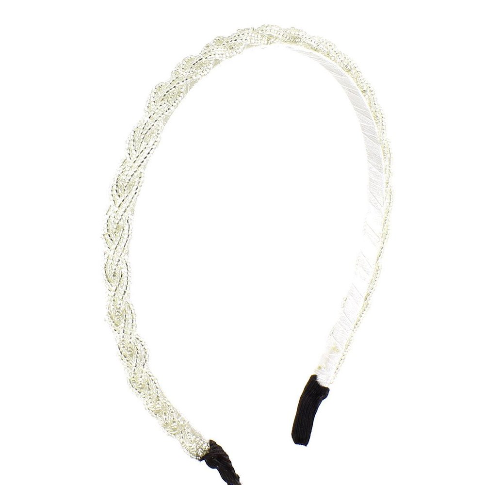 Ruilogod Plastic Mini Beads Braid Slim Metal Hair Hoop Headband for Ladies (id: e16 1a2 3f9 661 620