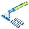 Ruilogod Men Plastic Yellow Blue Handle Travel Shaver Manual Razor w 2 Blades (id: 218 e5f b6f 1fa 8d0 view 1
